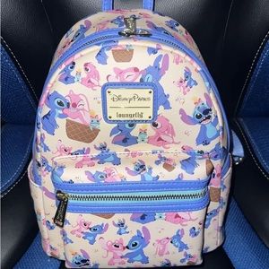 Disney Parks Stitch & Angel All Over Mini Backpack 2024 Valentines NWT